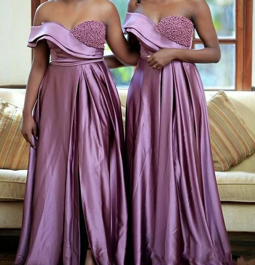 African A-line formal purple bridesmaid ...